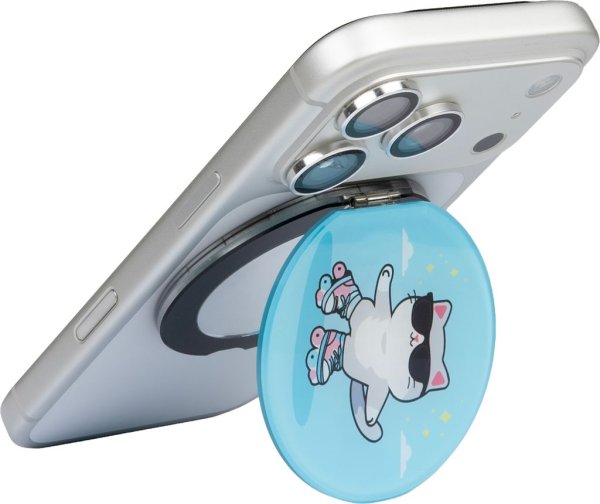 LAUT MAGMOJI Mirror Stand, MagSafe Ring mit Spiegel-Stand für Apple iPhone, Cat Keep Rolling
