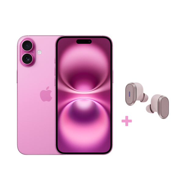 Apple iPhone 16 Plus, 512GB, Pink + Logitech Zone True Wireless, In-Ear Kopfhörer, ANC, Rosé