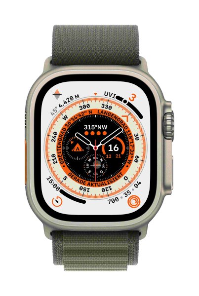 Apple Alpine Loop Armband für Apple Watch 49mm, Grün, Small (130-160 mm Umfang)