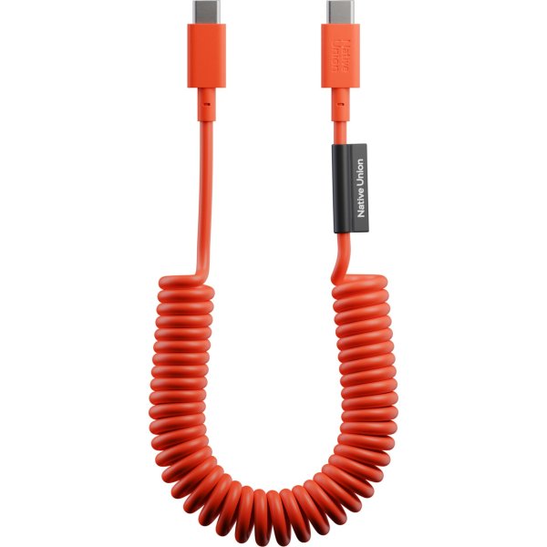 Native Union Pop USB-C auf USB-C Spiralkabel, 60W, 1,2m, Alarm Red