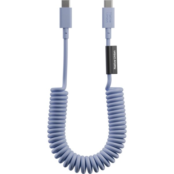 Native Union Pop USB-C auf USB-C Spiralkabel, 60W, 1,2m, Azur