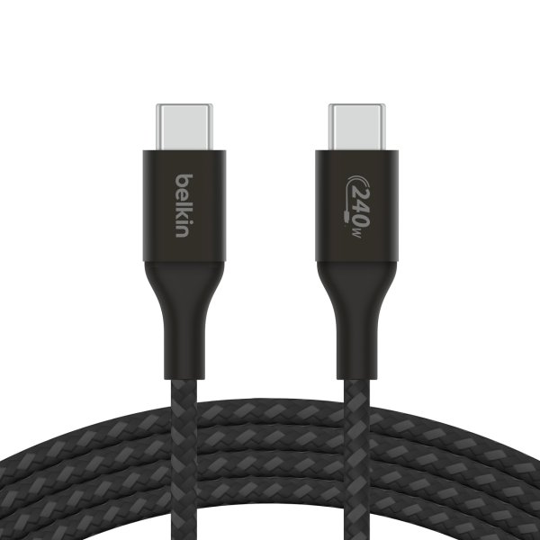 Belkin USB-C auf USB-C Kabel, geflochten, 240W, 2m, Schwarz