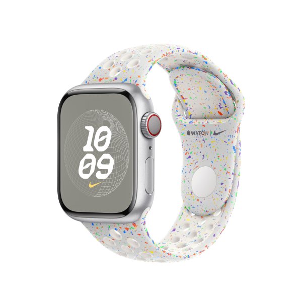 Apple Nike Sportarmband für Apple Watch 41 mm, Pure Platinum, S/M (130-180 mm Umfang)