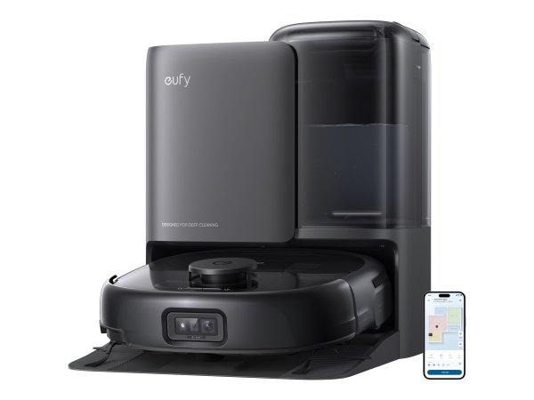 eufy Saug- und Wischroboter Omni E25 mit All-in-One-Wartungspaket, Schwarz