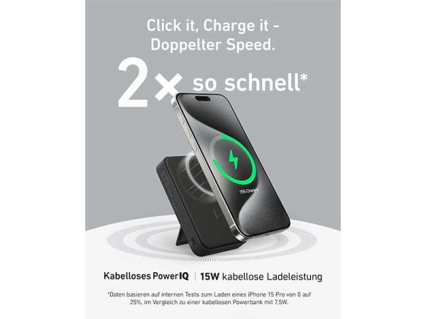 Anker 633 Powerbank mit kabelloser Ladefunktion, 10000mAh, Schwarz