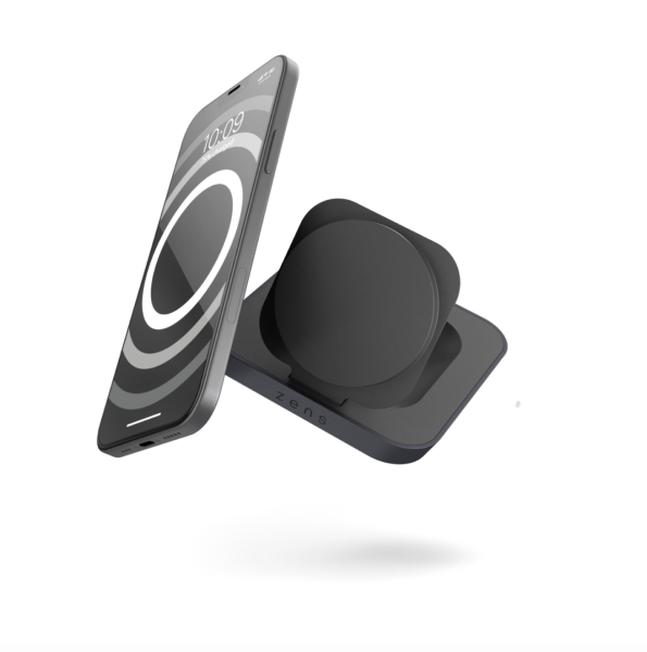 Zens Aluminium Magnetic Nighstand Wireless QI Charger, 15W, Schwarz