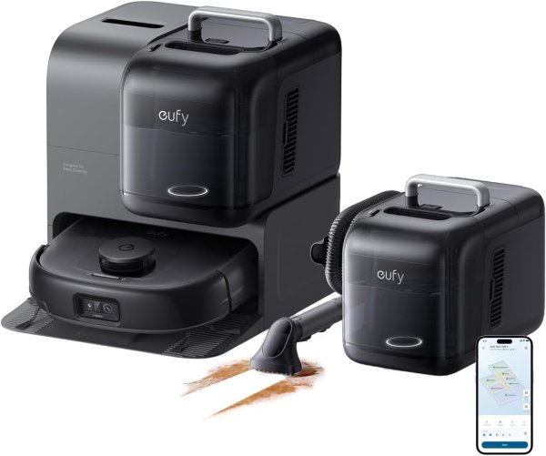 eufy Saug- und Wischroboter Omni E28 mit Bodenreiniger-Set, Schwarz