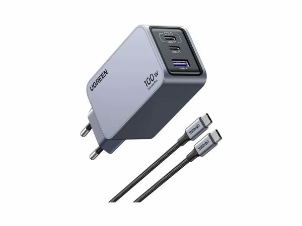 UGREEN Nexode Pro X757 100W 3-Port GaN Fast Charger Set 2x USB-C 1x USB-A inkl. USB-C Kabel