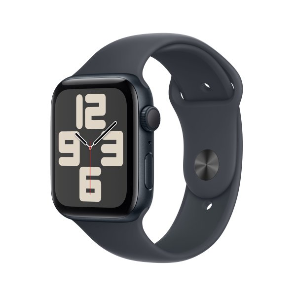 Apple Watch SE, GPS, 44mm Aluminuimgehäuse Mitternacht, Sportarmband Mitternacht, S/M (130-180 mm Um
