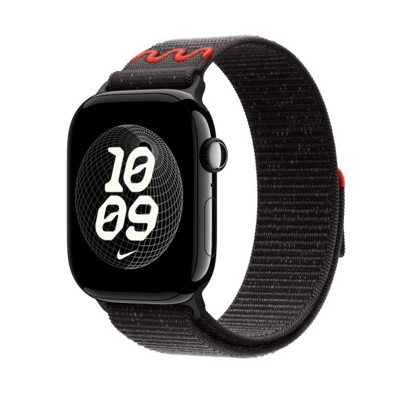 Apple Nike Sport Loop für Apple Watch 46mm, Midnight Black, One Size (145-220 mm Umfang)
