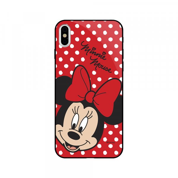ERT Premium Glas Case für iPhone Xs, Minnie 008, Rot
