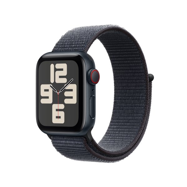 Apple Watch SE, GPS + Cellular, 40mm Aluminuimgehäuse Mitternacht, Sport Loop Armband Tinte