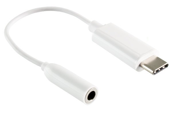 DINIC USB-C Adapter auf 3,5mm Audio (digital), 13,5cm mit Chipsatz, weiß