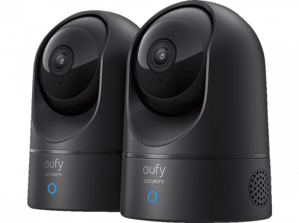 Eufy Überwachungskamera für Innenbereich, Wi-Fi, Apple HomeKit, 2er Pack, Schwarz