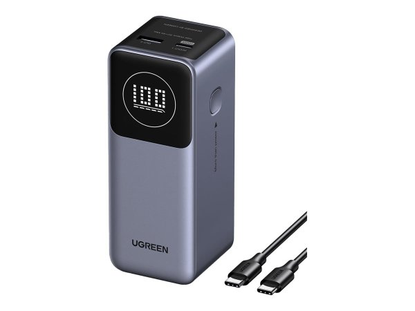 UGREEN Nexode PB724 12.000mAh 100W Powerbank 1x USB-C PD 3.0 1x USB-A LCD Display Flugzeug zugelasse