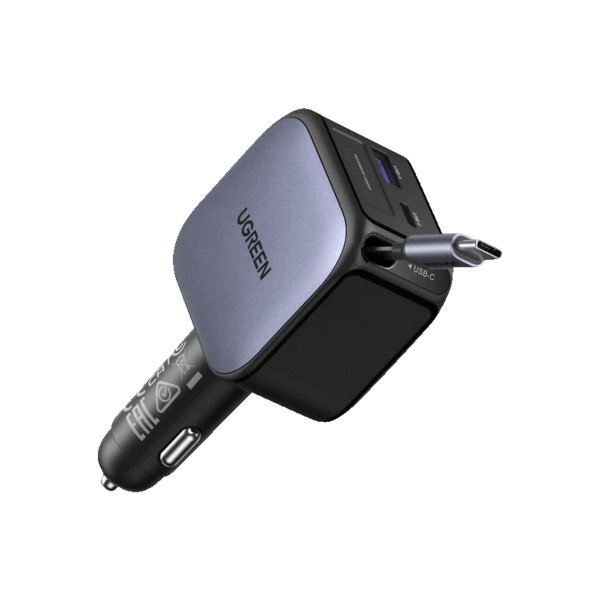 UGREEN Nexode EC603 90W 3-in-1 Car Charger KFZ-Ladegeraet 1x USB-C 1x USB-A 1x ausziehbares USB-C-Ka