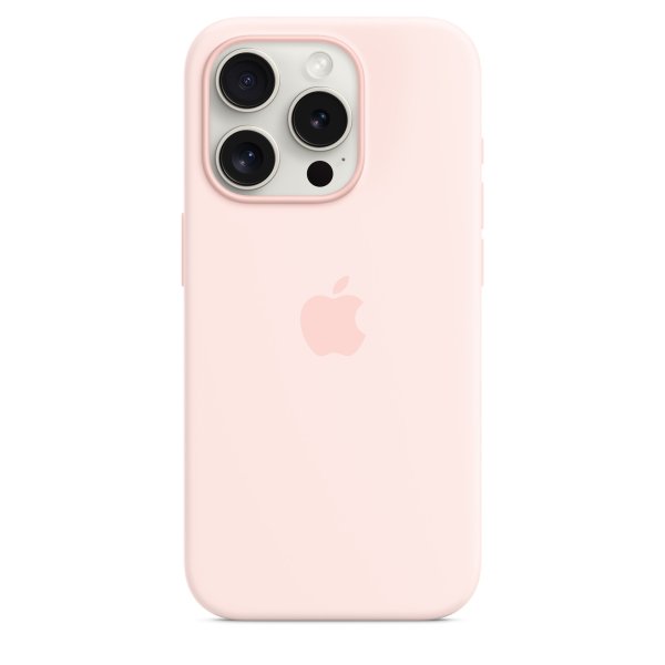 Apple iPhone 15 Pro Silikon Case mit MagSafe, Hellrosa