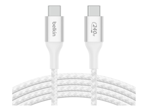 Belkin USB-C auf USB-C Kabel, geflochten, 240W, 1m, Weiß