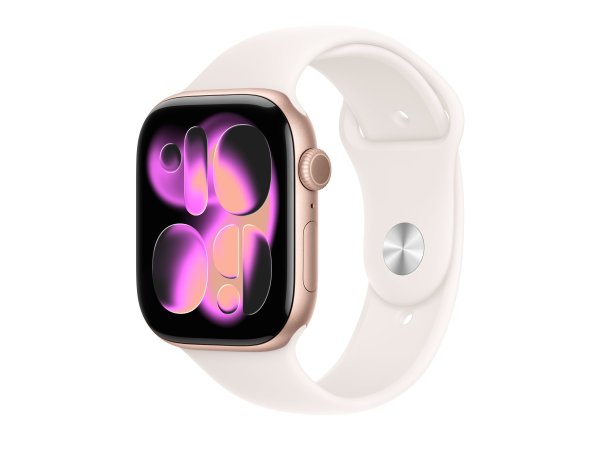 Apple Watch Series 11, GPS, 46mm Aluminiumgehäuse Roségold, Sportarmband Blassrosa, M/L (150-200 mm 