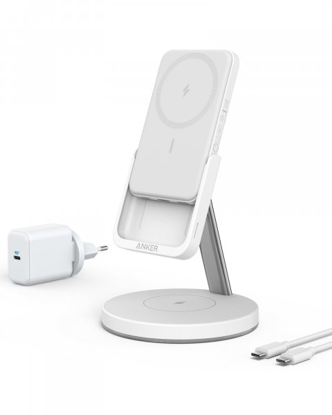 Anker MagGo 633, Kabelloses Ladegerät inklusive Powerbank mit kabelloser Ladefunktion, für Apple iPh
