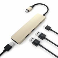 Satechi USB-C Passthrough Hub (4 in 1 Adapter) Gold