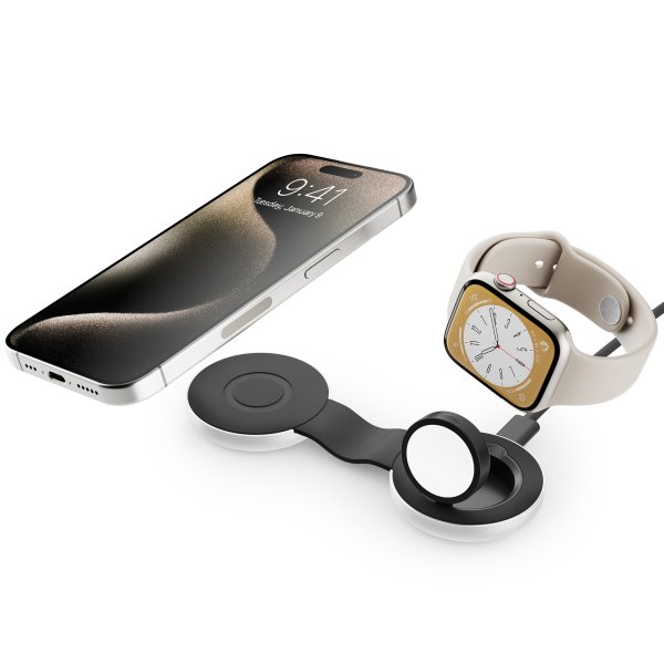 Twelve South Butterfly SE, Wireless MagSafe Charger (2-in-1), 15W, faltbar, Silber