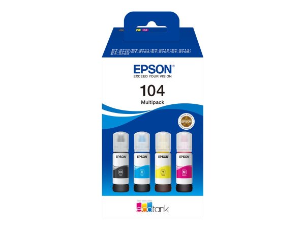 EPSON Ecotank 104 Multipack, Tintenpatronen für Epson EcoTank ET-14100, 1810, 2710, 2711, 2712, 2714