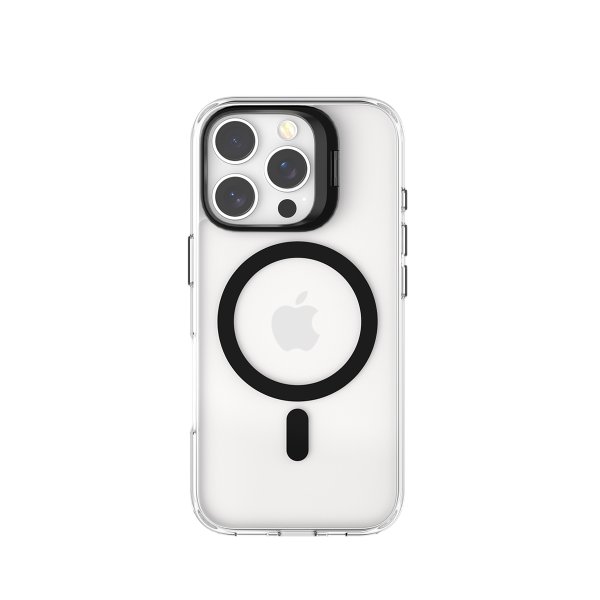 GUAN Founder Mag Glas Case mit Kickstand für Apple iPhone 16, Schwarz