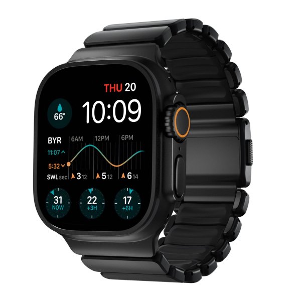 Nomad Stratos Titanium Armband für Apple Watch 42 (Series 1/2/3)/44/45/46/49mm, Schwarz