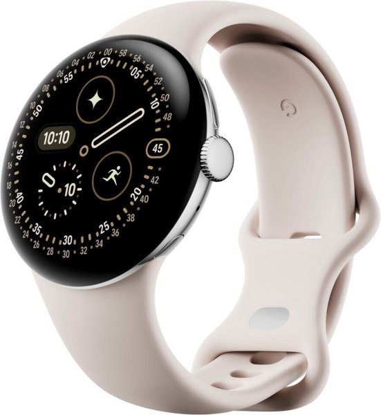 Google Pixel Watch 4, Bluetooth/WLAN, 41mm, Aluminiumgehäuse Polished Silver / Sportarmband Porcelai