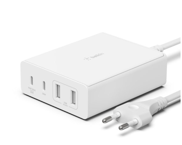 Belkin GaN Ladegerät, 108W, 2x USB-C/2x USB-A, Weiß