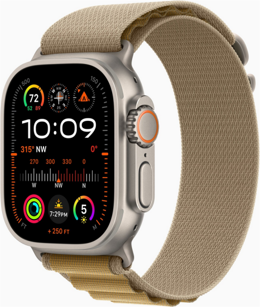 Apple Watch Ultra 2 GPS + Cellular, 49mm Natur, Alpine Loop Mandel, Large (165-210 mm Umfang) – Zus