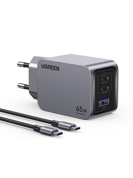 UGREEN Nexode Pro X755 GaN Power Adapter, 65W, 2x USB-C/1x USB-A, Grau