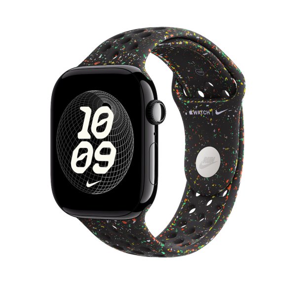 Apple Nike Sportarmband für Apple Watch 46mm, Midnight Black, S/M (140-190 mm Umfang)