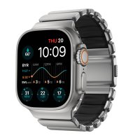 Nomad Stratos Titanium Armband für Apple Watch, (Series 1/2/3) 42/44/45/46/49mm Silber/Schwarz
