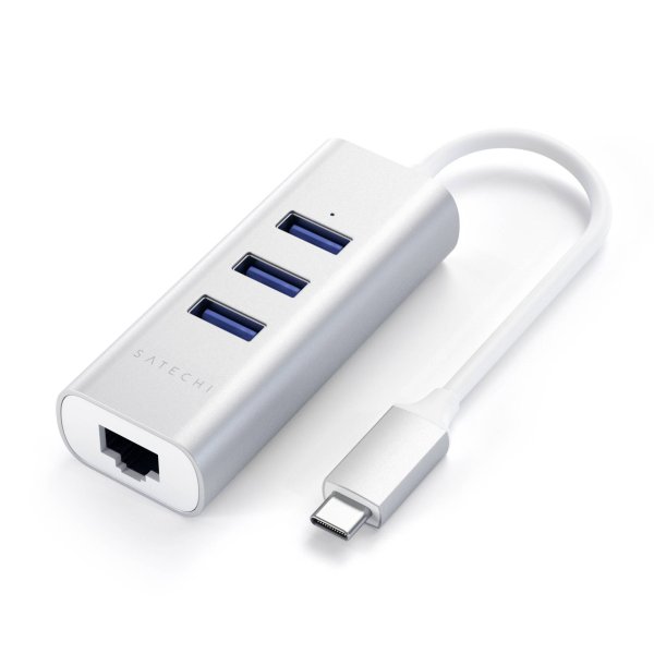 Satechi Type-C 2-in-1 3 Port USB 3.0 Hub & Ethernet silver