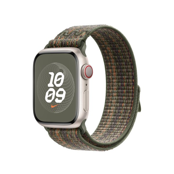 Apple Nike Sport Loop Armband für Apple Watch 41 mm, Sequoia/Orange