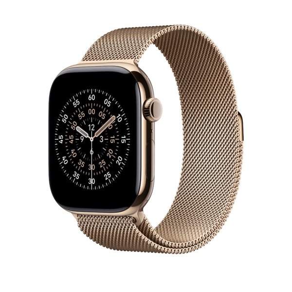 Apple Milanaise Armband für Apple Watch 46mm, Gold, S/M (130-180 mm Umfang)