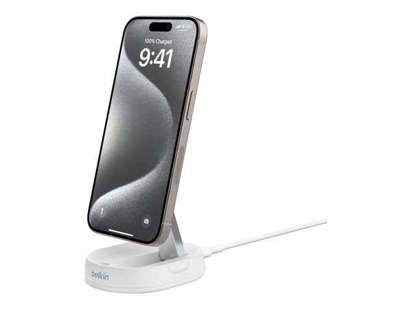 Belkin BOOST CHARGE PRO Qi2 15 Watt  verstellbare magnetische Ladestation mit 1,5m USB-C Kabel, USB-