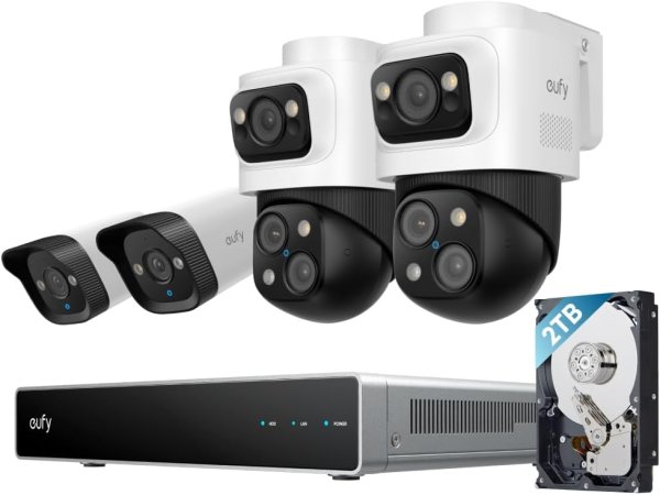 eufy PoE NVR Security System S4, 2× Bullet-PTZ-Kameras, 2X Bullet-Kameras, Innen & Außen, Kabelgebun