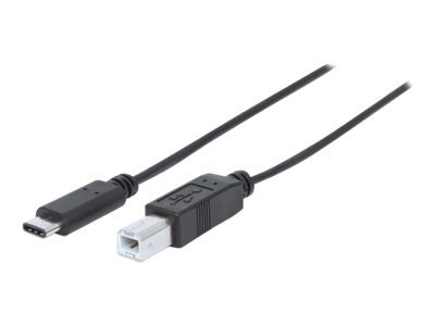 Manhattan USB-C to USB-B Cable, 2m, Male to Male, Black, 480 Mbps (USB 2.0)