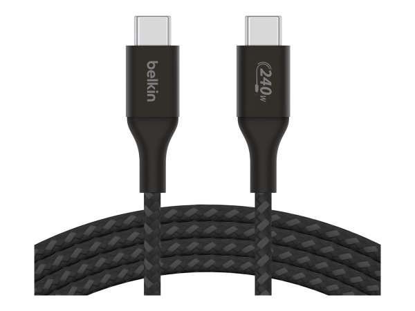 Belkin USB-C auf USB-C Kabel, geflochten, 240W, 1m, Schwarz