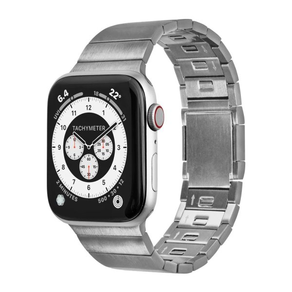LAUT Links 2.0 Gliederarmband aus hochwertigem Edelstahl für Apple Watch 42/44/45/49mm, Silber