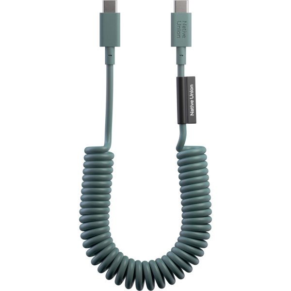 Native Union Pop USB-C auf USB-C Spiralkabel, 60W, 1,2m, Slate Green