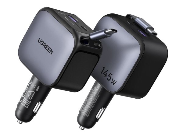 UGREEN Nexode EC604 Fast Car Charger 145W KFZ-Ladegerät 1x USB-A 1x USB-C 100W 1x USB-C 1x ausziehba