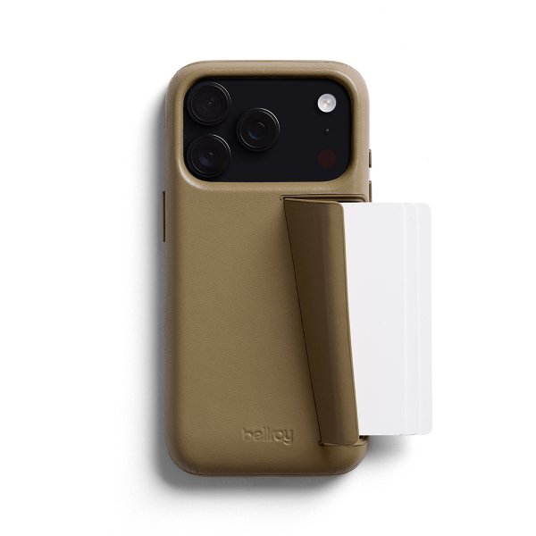 Bellroy Leder Card Case für Apple iPhone 17 Pro, Khaki