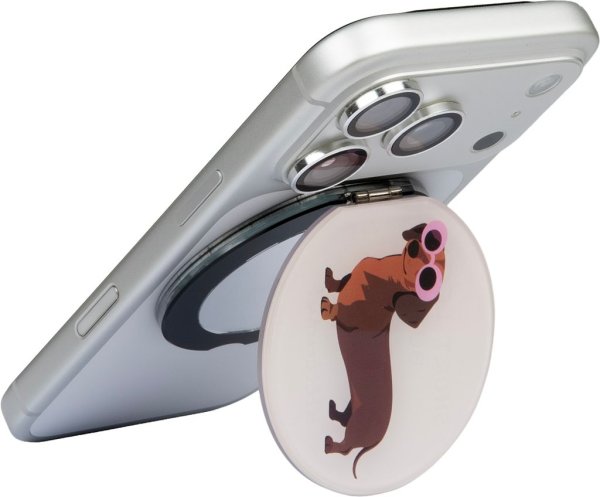 LAUT MAGMOJI Mirror Stand, MagSafe Ring mit Spiegel & Ständer für Apple iPhone, Dackel Big Attitude