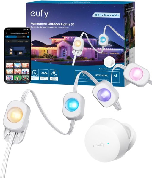 eufy S4 Festinstallierte Outdoor‑Lichterkette, Weiß