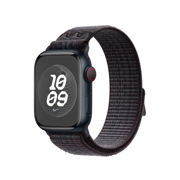 Apple Nike Sport Loop Armband für Apple Watch 41 mm, Schwarz/Blau