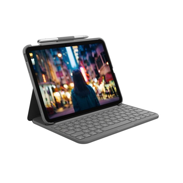 Logitech Slim Folio, Case mit integrierter Tastatur für Apple iPad 10,9“ (10. Gen), Bluetooth, Deuts